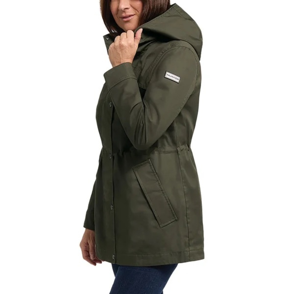 Hunter Olive Green Hooded Rain Jacket - Picture 9 of 9